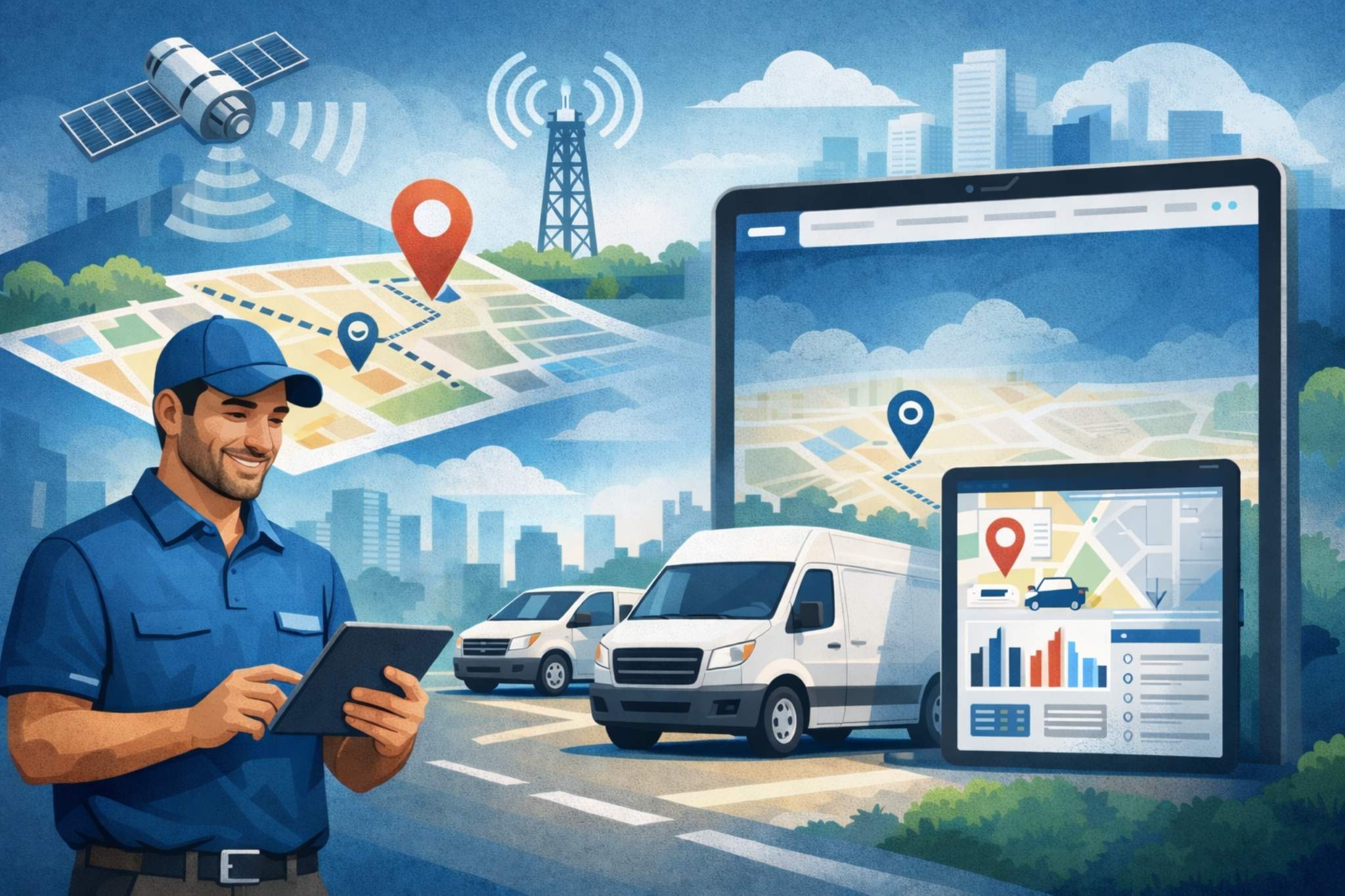 GPS fleet tracking dashboard and small business vans