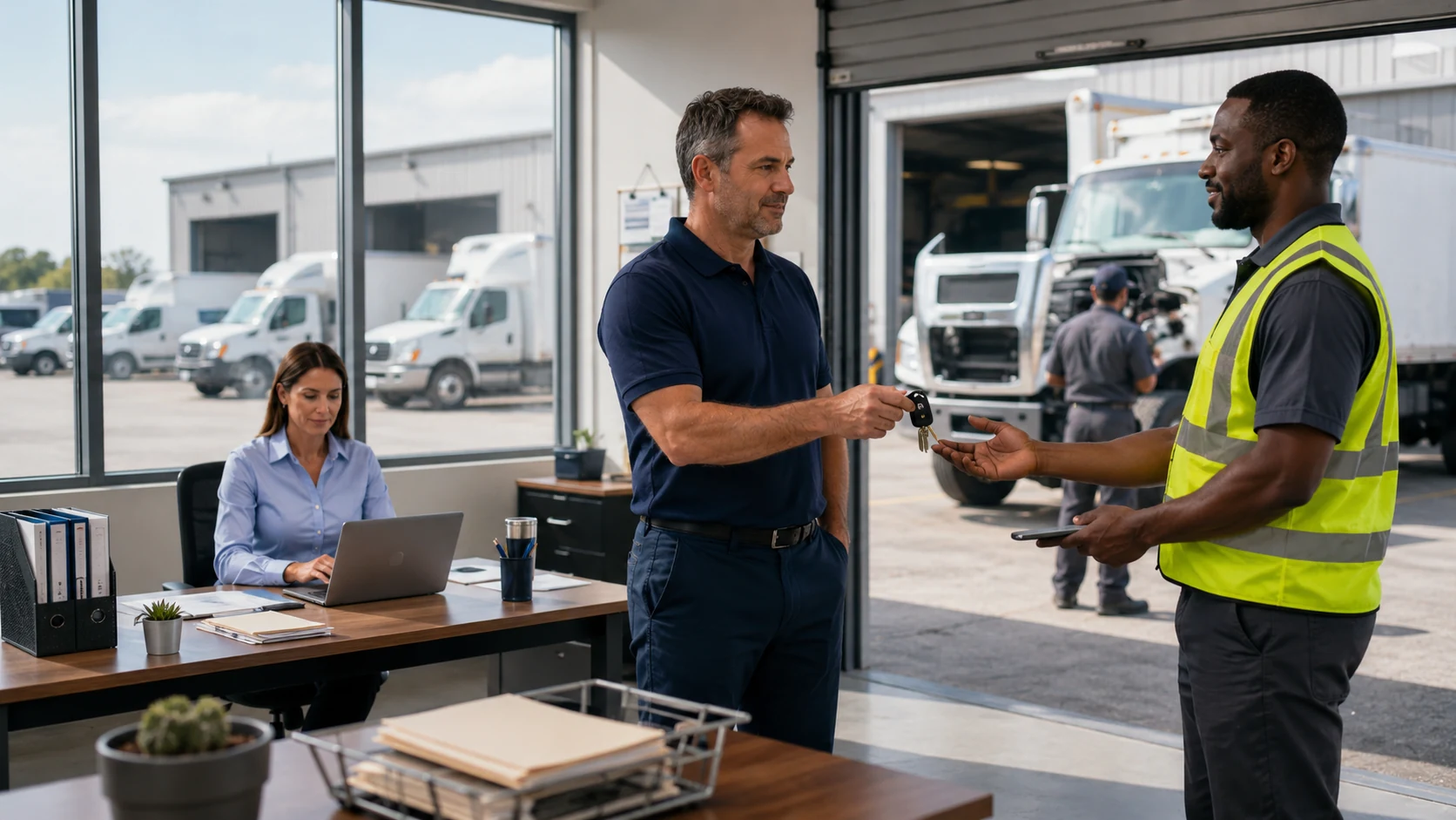 Fleet manager running a quarterly assignment audit comparing GPS movement data, dispatch logs, inspection records, and fuel transactions to identify mismatched vehicle assignments