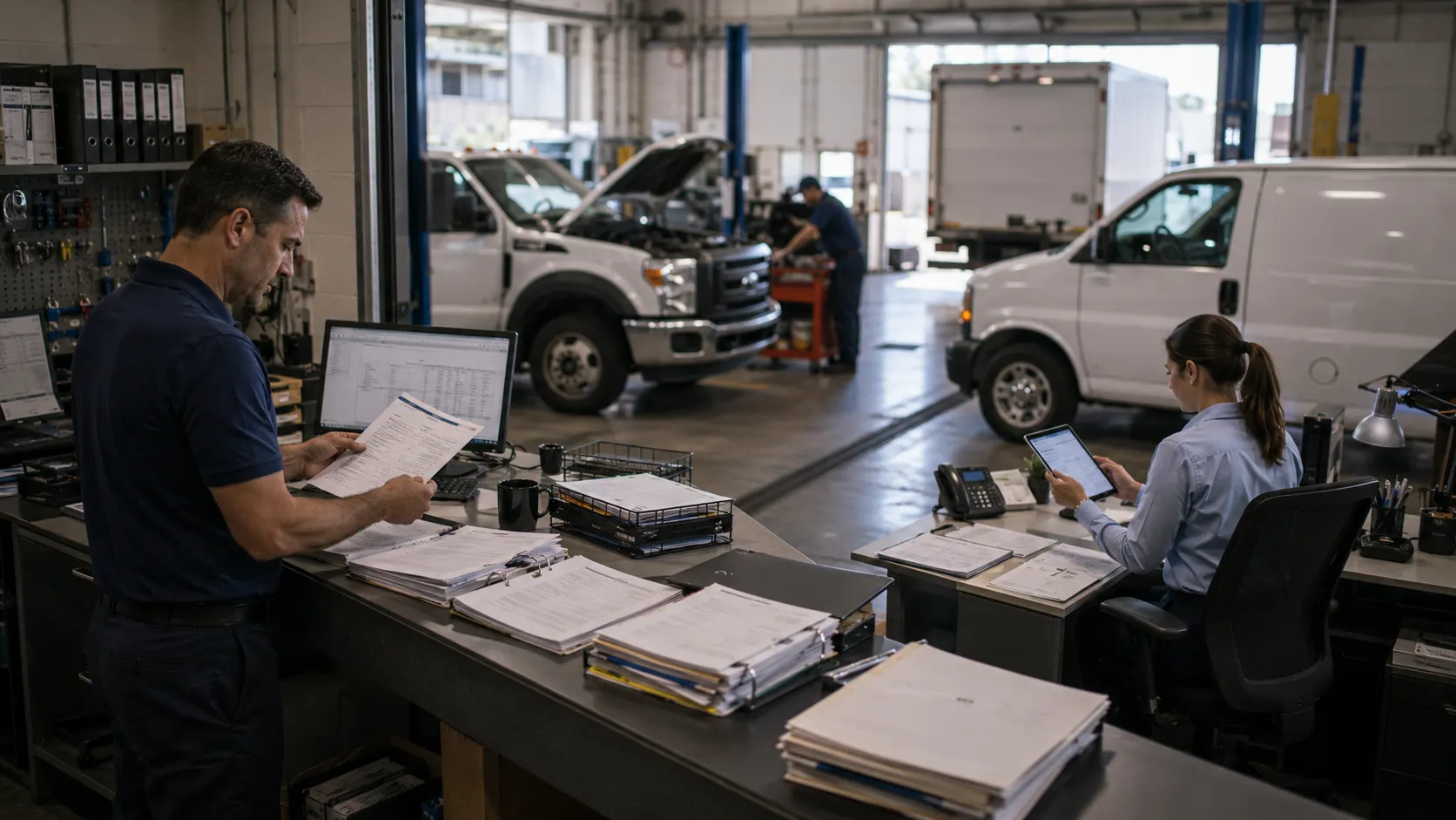 Fleet manager identifying operational warning signs of hidden cost accumulation including repeat repairs, fuel spikes, and late inspection forms