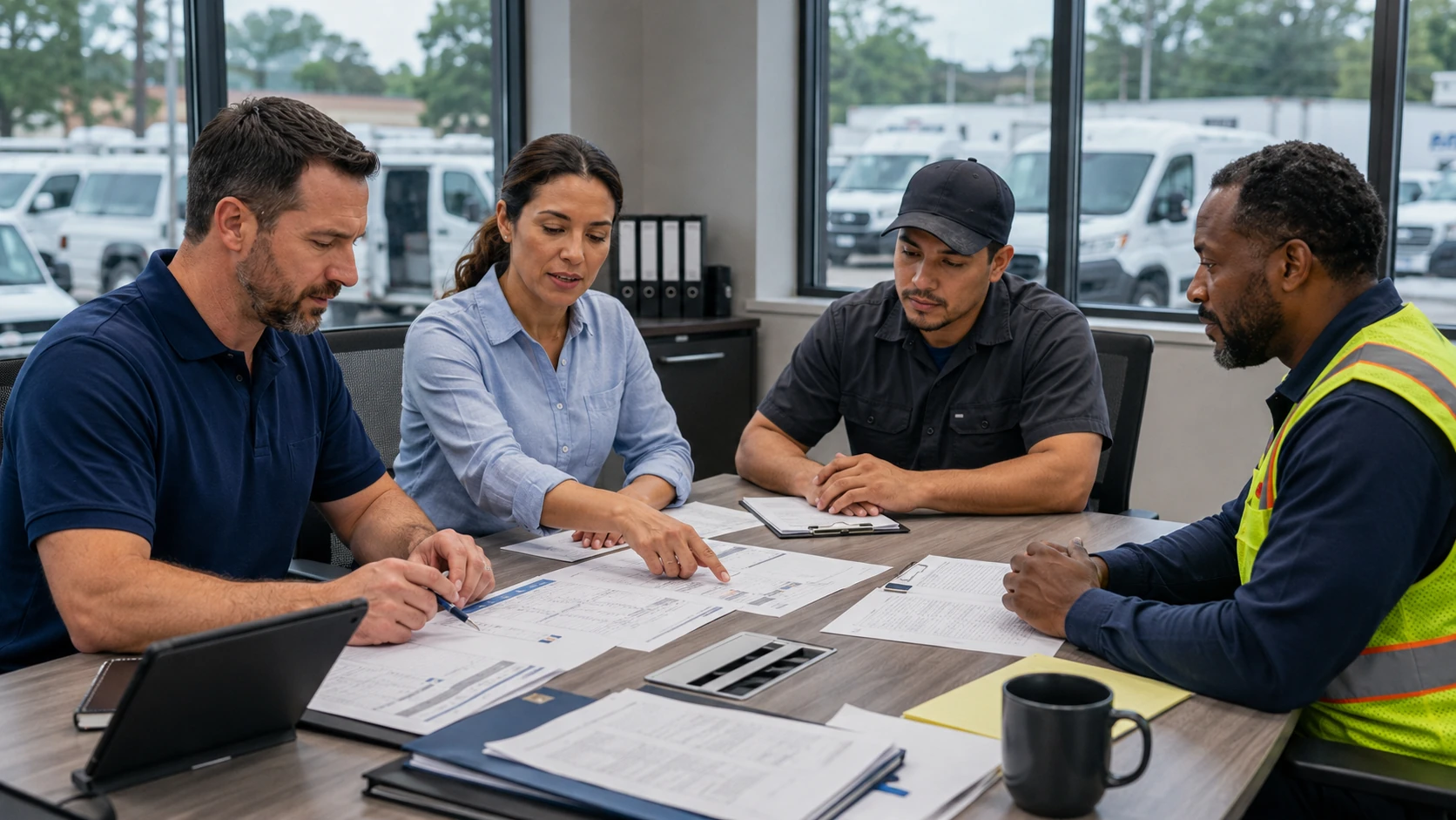 Department manager reviewing a fleet cost statement