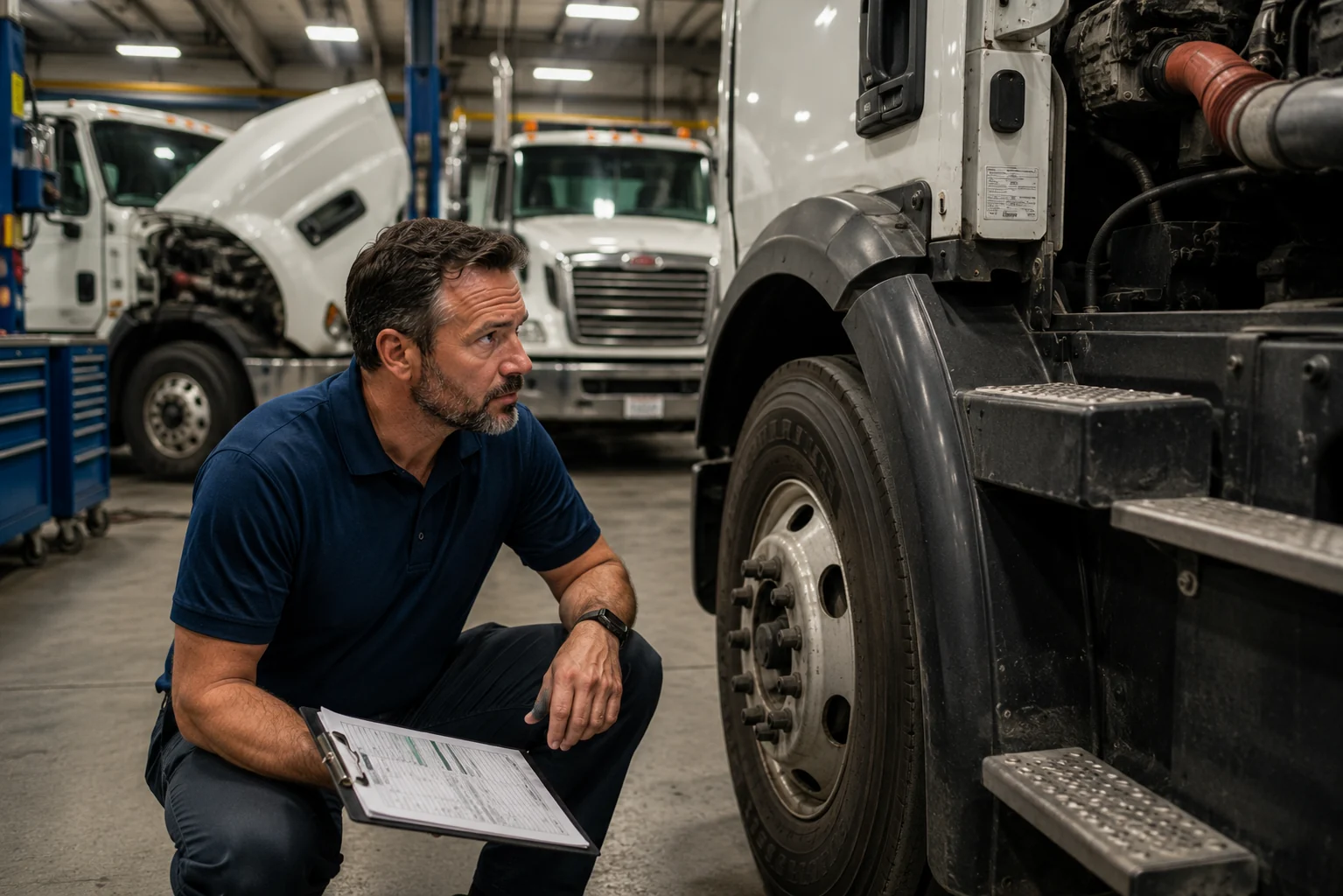 Bar chart showing a small group of vehicles accounting for the majority of total fleet maintenance spend while fleet-wide average looks healthy