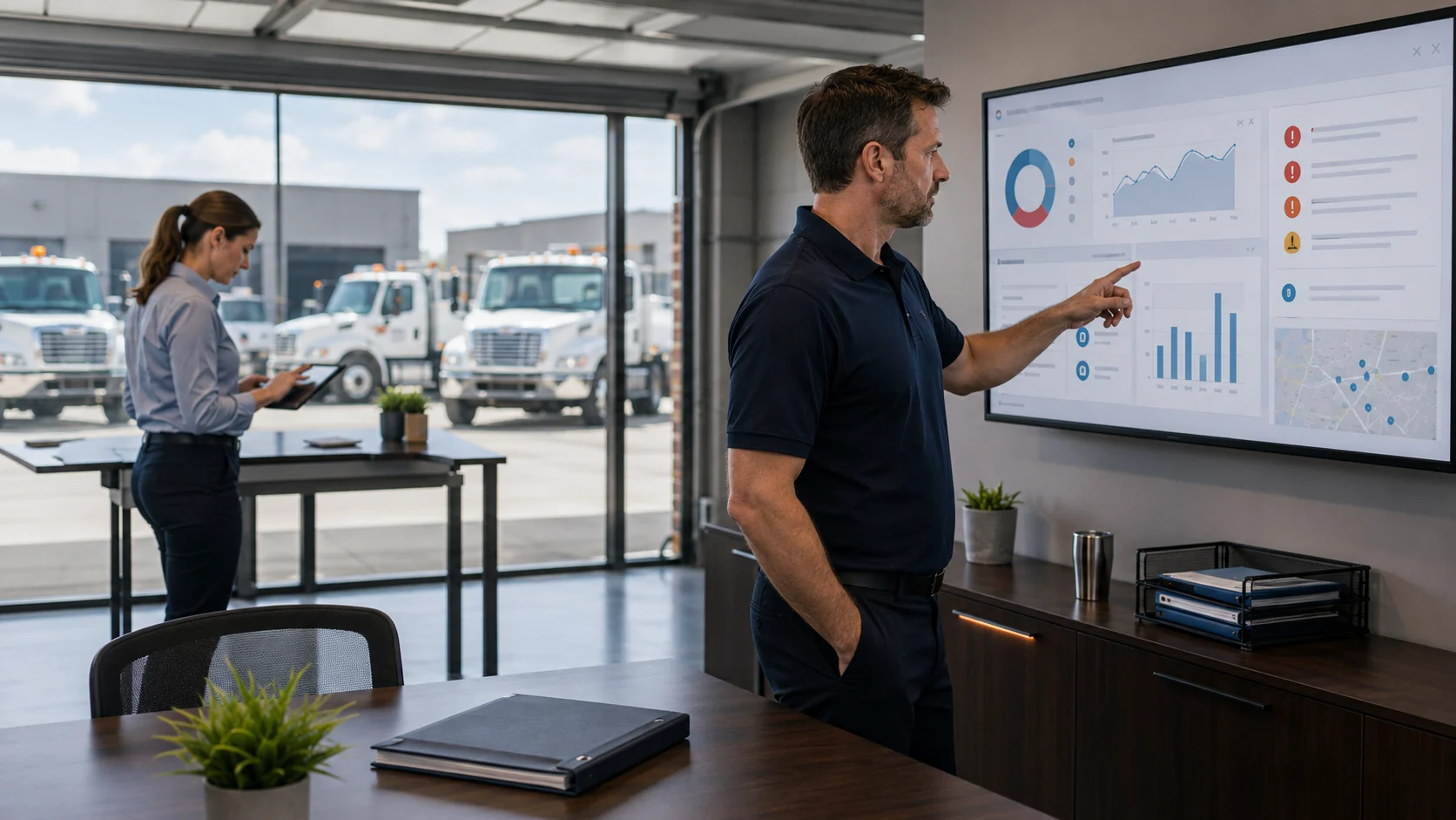 Fleet software dashboard showing automated reporting and exception alerts