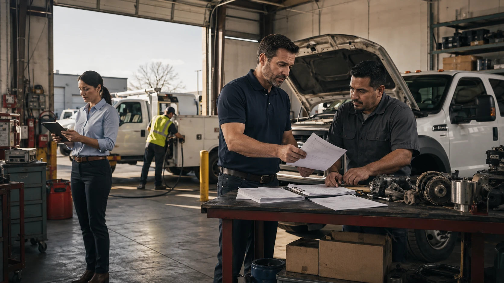 Fleet manager reviewing vehicle spend history to set alert thresholds