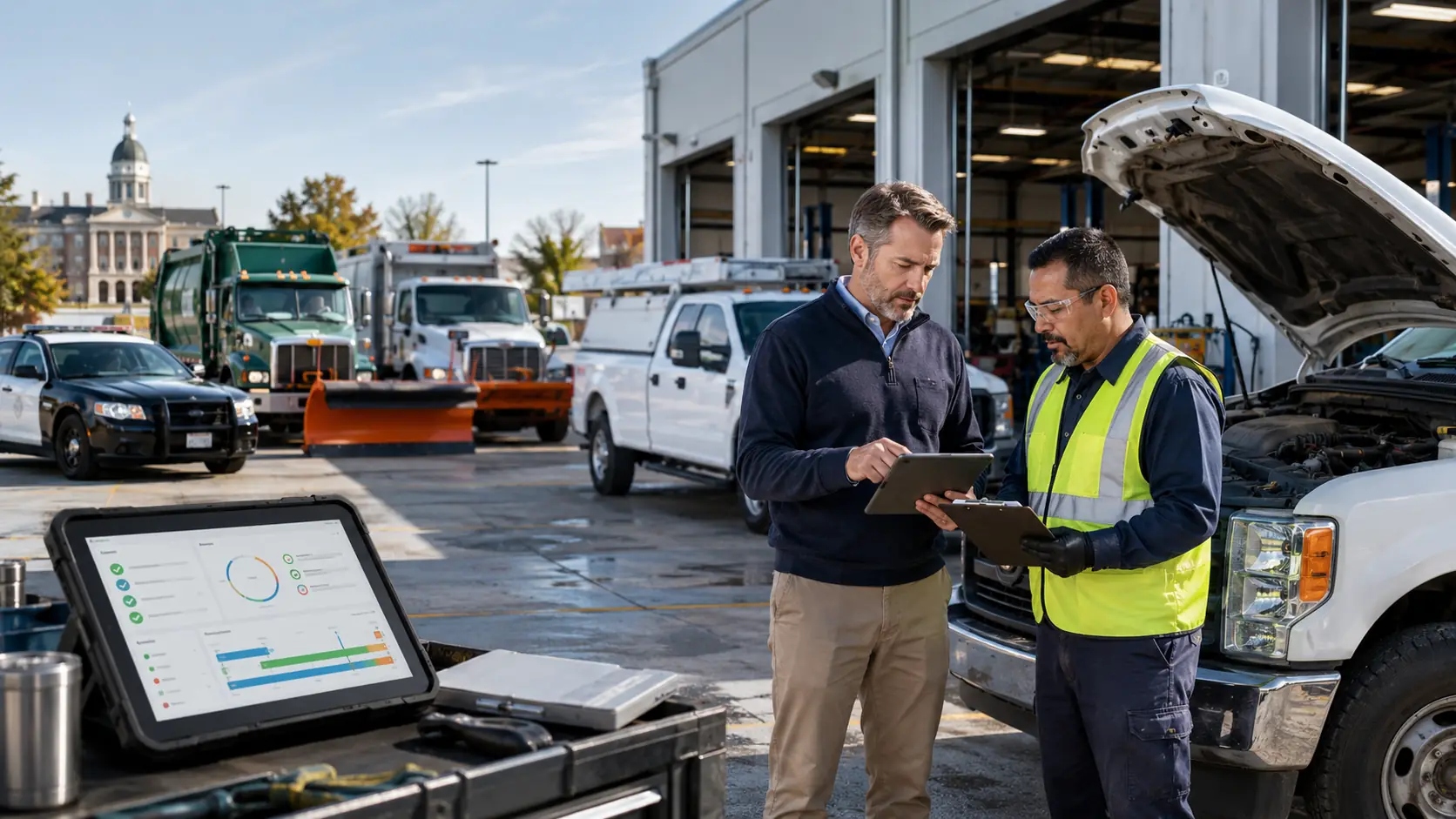 Government fleet maintenance vehicles and compliance documentation