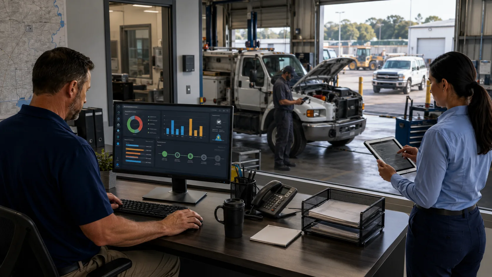 Government fleet management software dashboard showing compliance deadlines, inspection records, and maintenance schedules in one centralized view