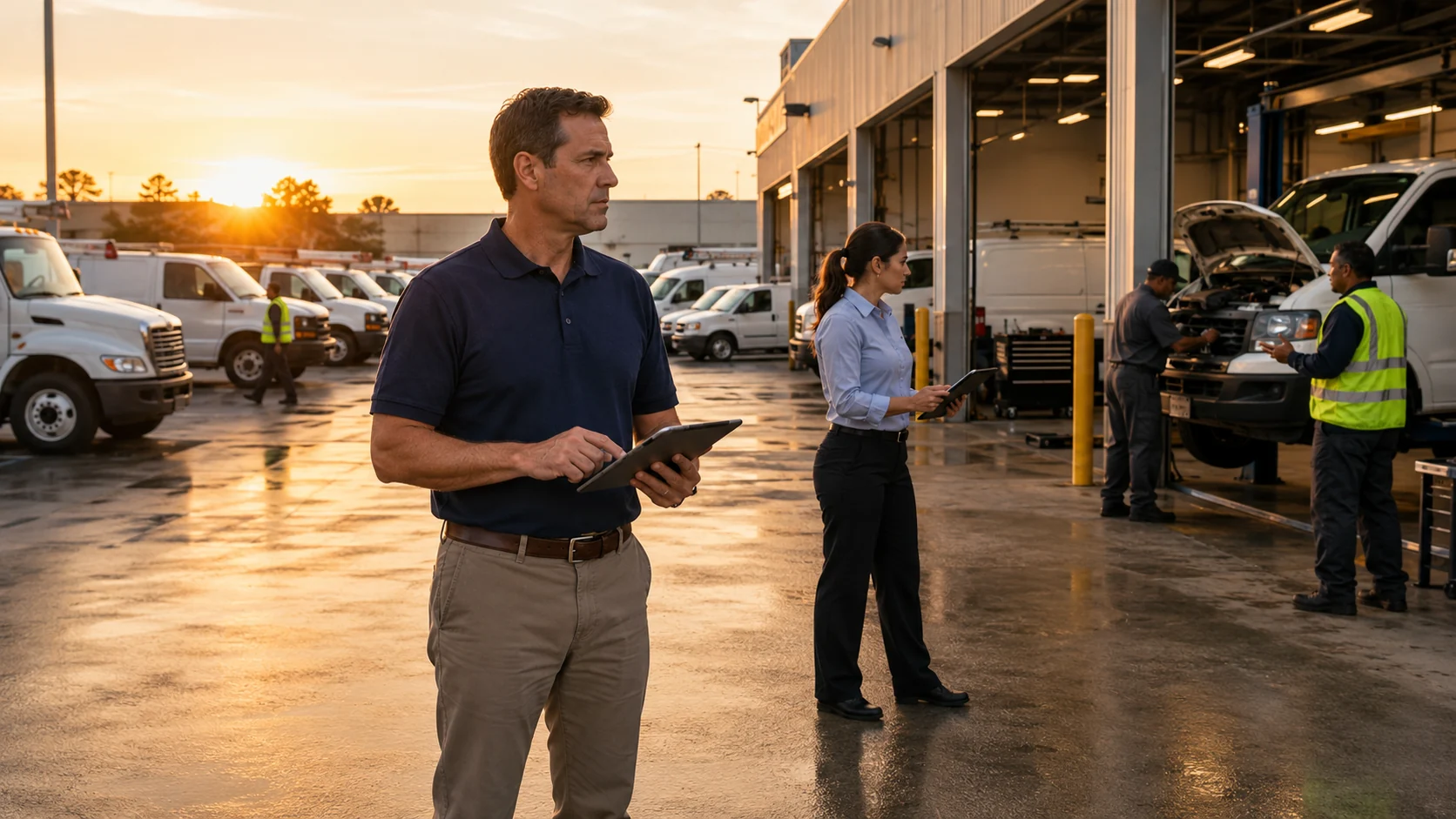 Fleet team members training on and adopting fleet management software workflows