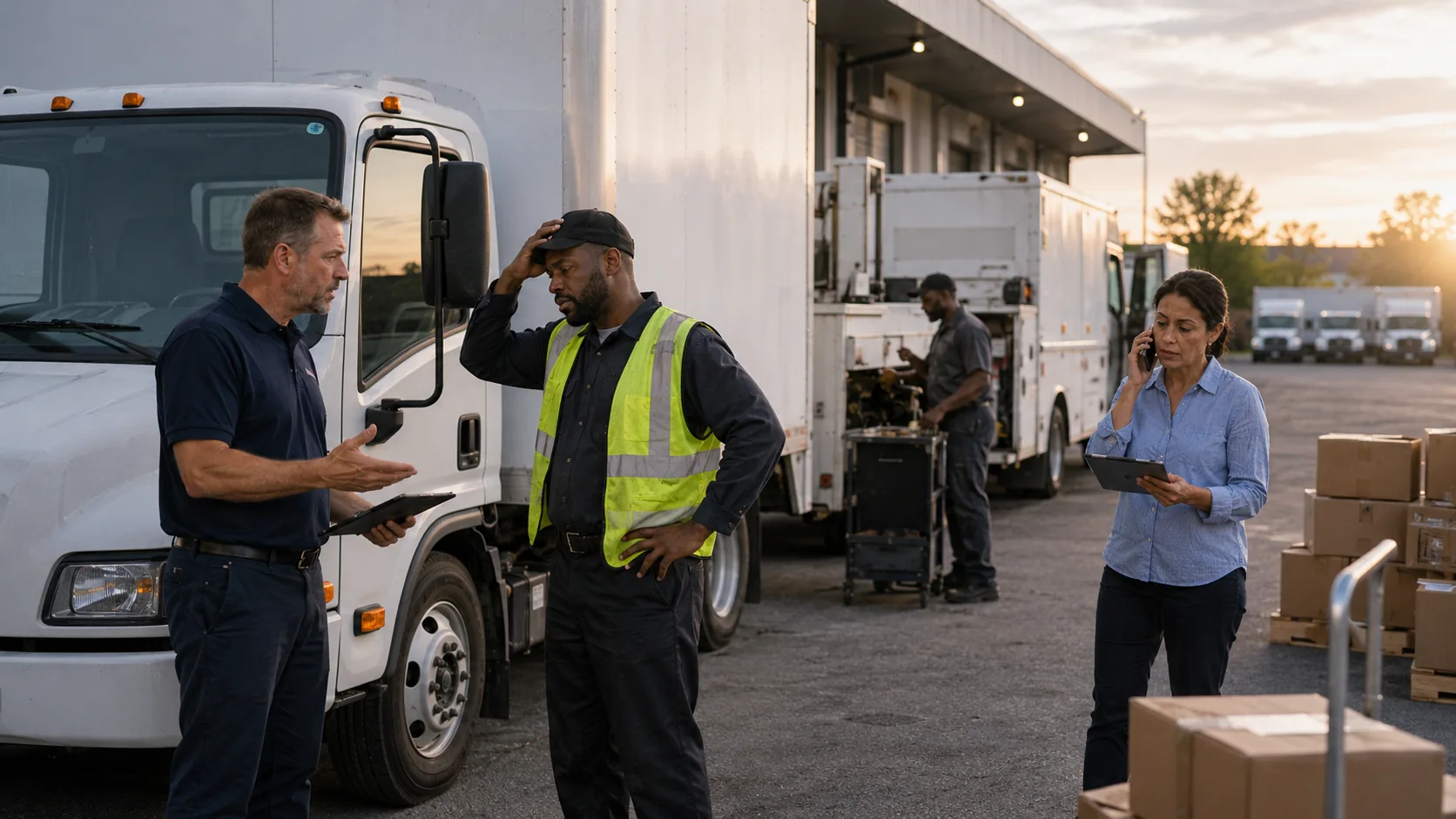 Supply chain disruption indicators including semiconductor shortages, port delays, and rising parts prices affecting fleet maintenance availability