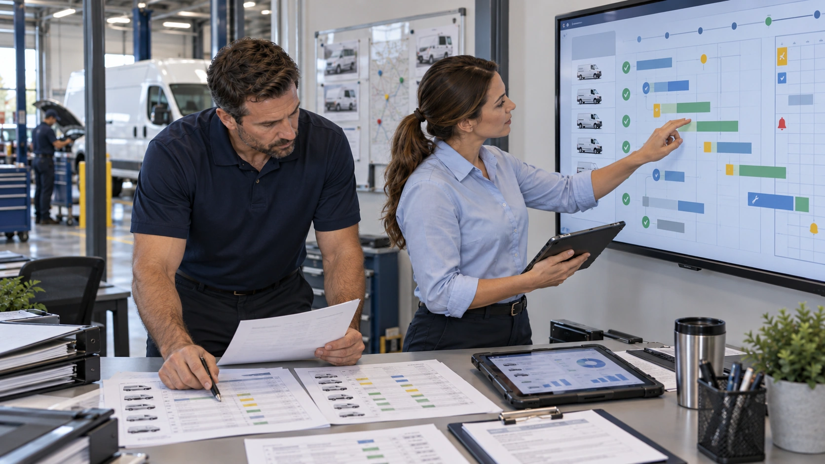 Six step workflow for building a fleet maintenance schedule from inventory to review