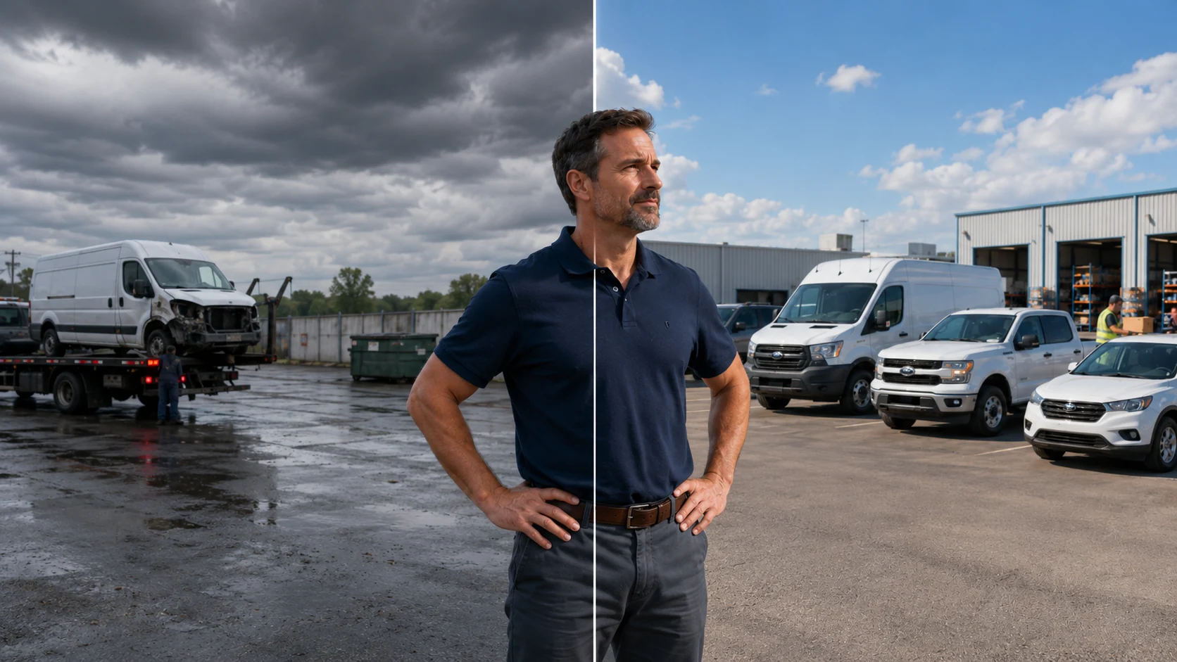 Fleet manager comparing vehicle counts across two departments