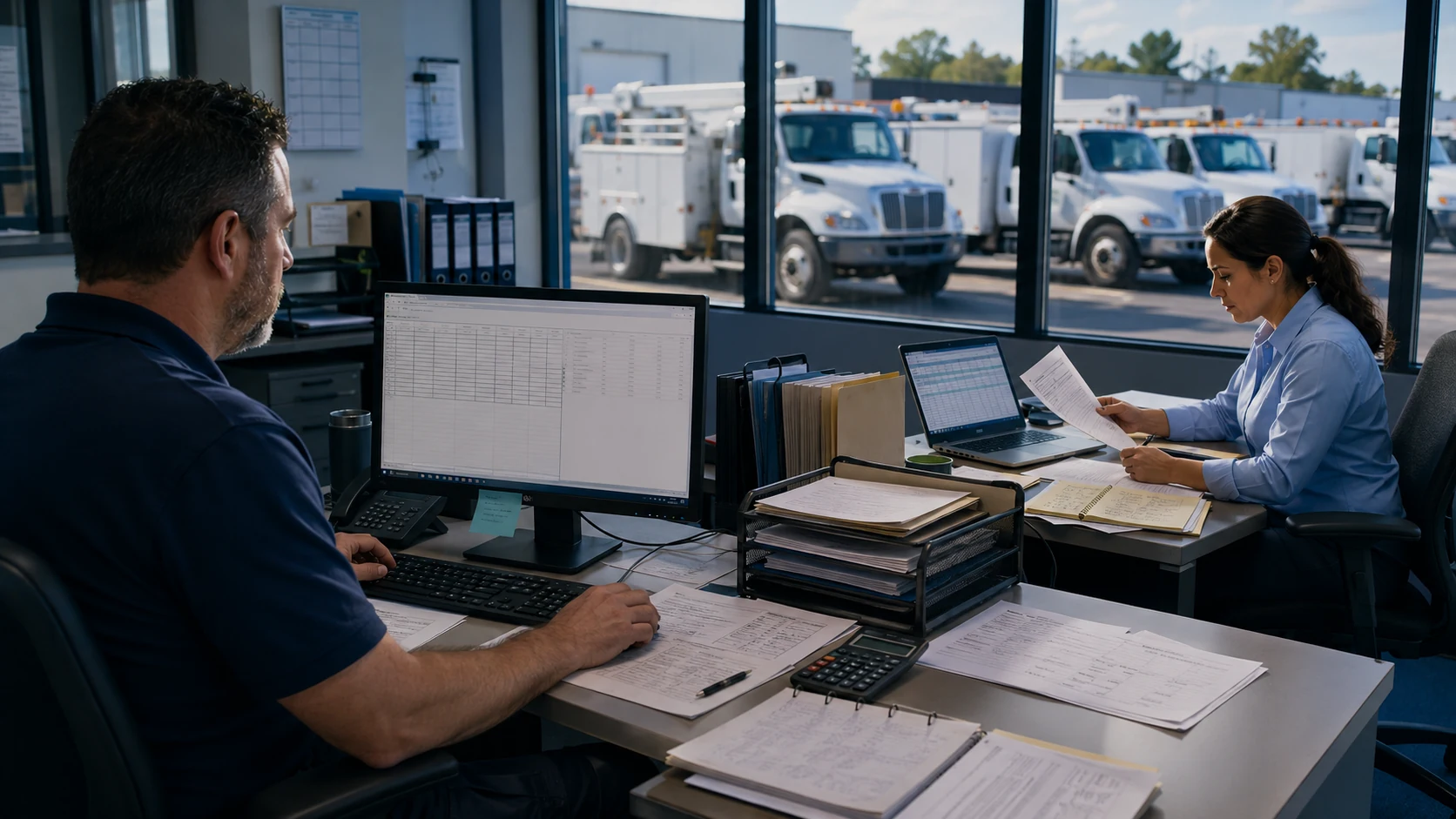 Fleet manager comparing an exported spreadsheet against the official report