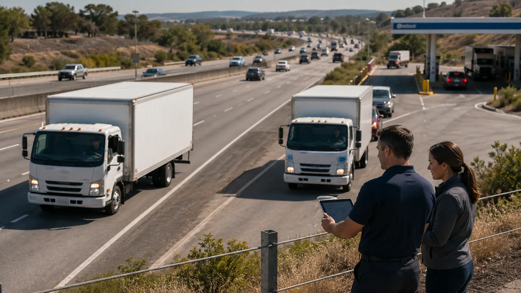 Driver behavior data showing idle hours, harsh braking events, and speeding incidents across identical fleet vehicles