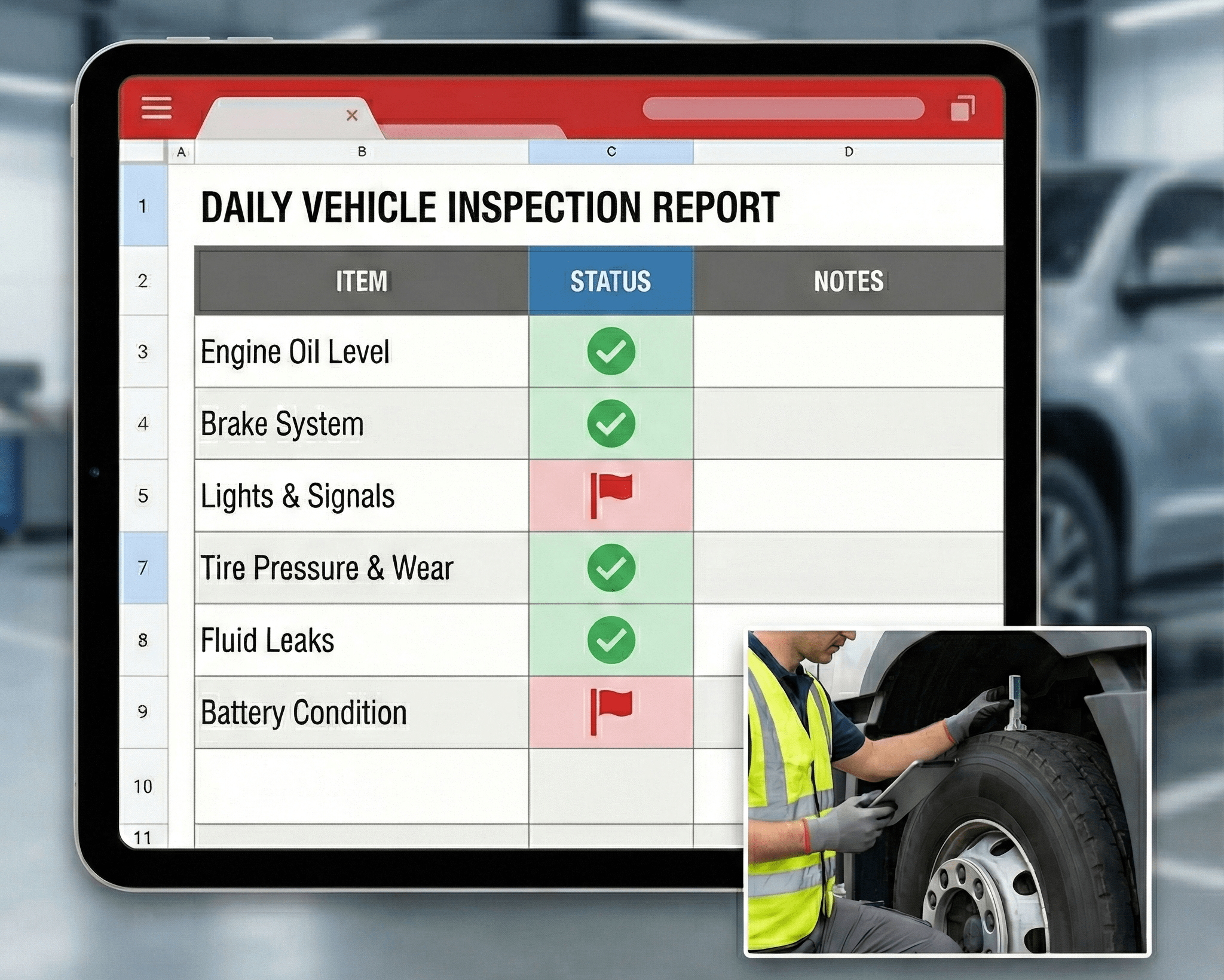 Fleet Maintenance Log Excel Template
